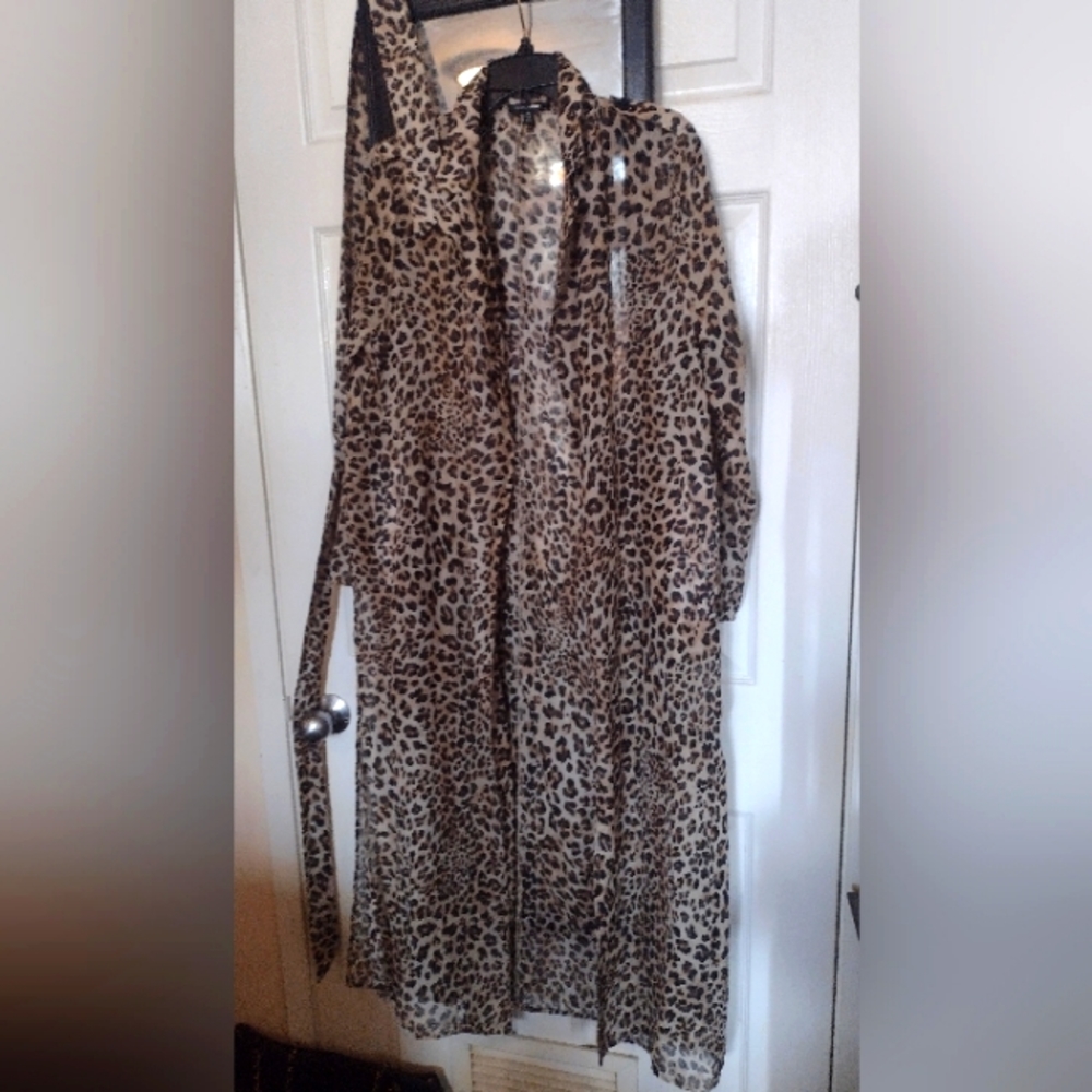 Duster/Beach Cover Up/Lingerie Sheer Animal print Med New $32